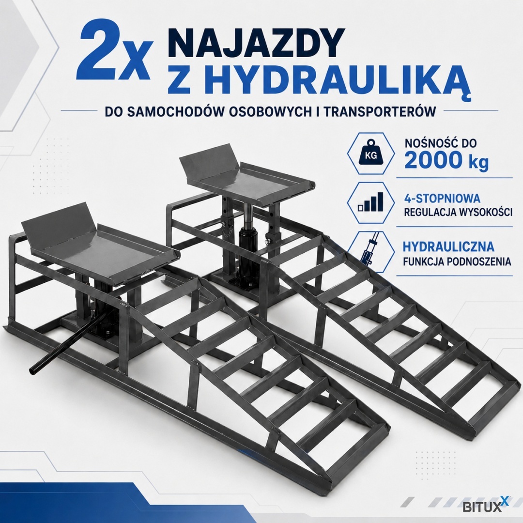 Sada Ramp s Hydraulickým zvedákem Nájezdové rampy 4t BITUXX MS17871